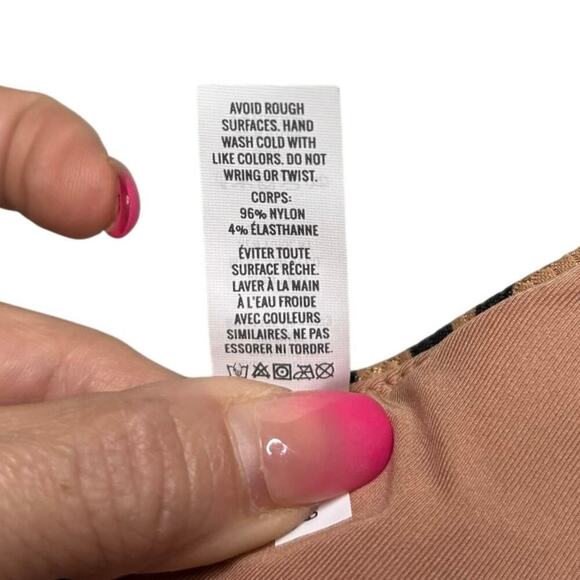 Aerie Tiger Stripe Bikini Top M – Textured Animal Print, V-Neck, Tie Back - Picture 6 of 6